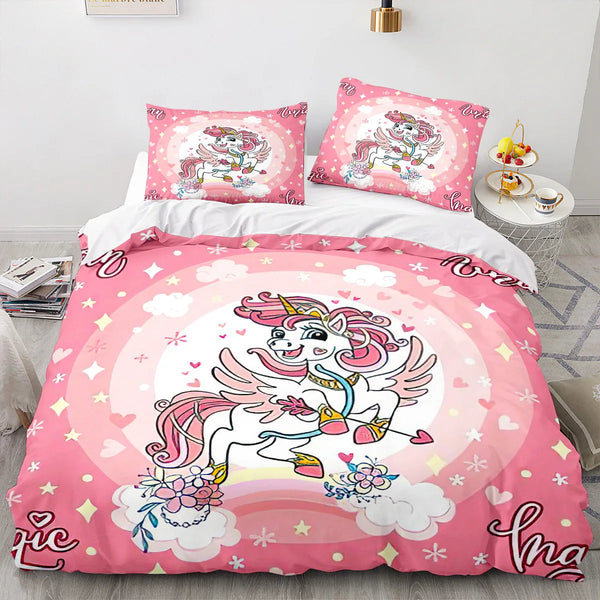 Multicolor Unicorn Bed Set